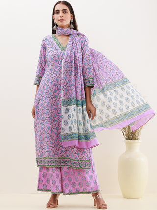 Rozana Asma Set Of Kurta Palazzo Dupatta