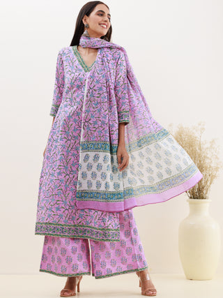 Rozana Asma Set Of Kurta Palazzo Dupatta