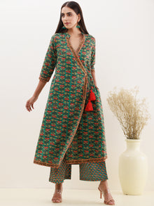 Rozana Diva Set Of Angrakha Kurta Pants Kota Doria Dupatta