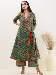 Rozana Diva Set Of Angrakha Kurta Pants Kota Doria Dupatta