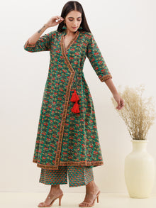 Rozana Diva Set Of Angrakha Kurta Pants Kota Doria Dupatta