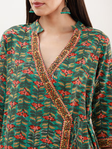 Rozana Diva Set Of Angrakha Kurta Pants Kota Doria Dupatta