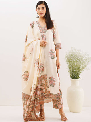 Rozana Alia Set Of Kurta Salwar Pants Dupatta