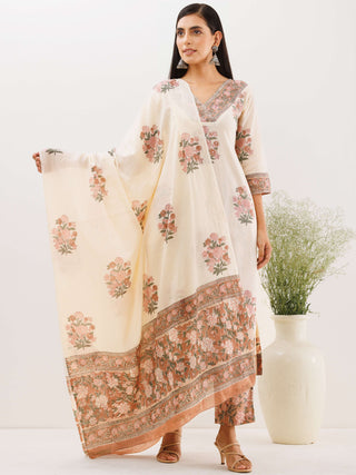 Rozana Alia Set Of Kurta Salwar Pants Dupatta