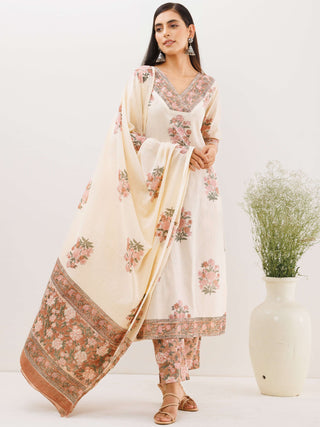 Rozana Alia Set Of Kurta Salwar Pants Dupatta