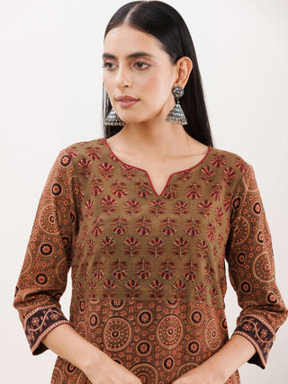 Ajrakh Samah Kurta With Pockets