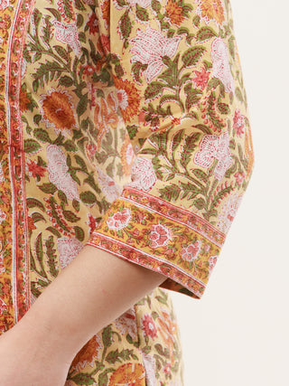 Hand Block Printed Cotton Fabric Per Meter - F001F2847
