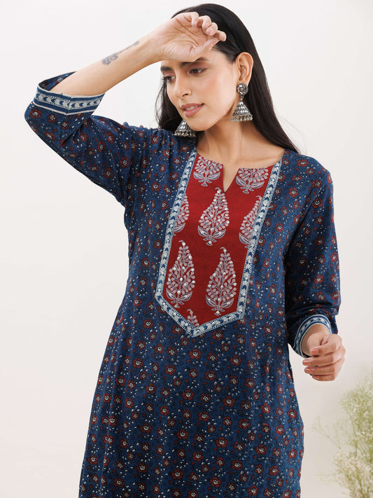 Ajrakh Damini Kurta With Pockets