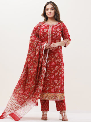 Gazal Veena Set Of Kurta Pants Dupatta
