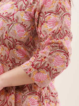 Hand Block Printed Cotton Fabric Per Meter - F001F2843