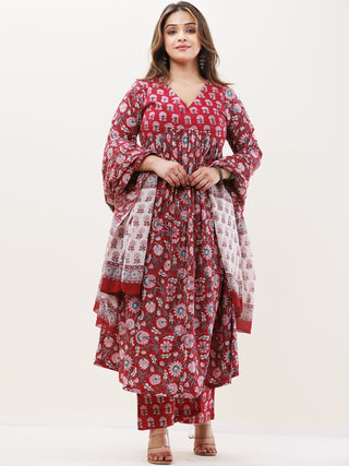 Gazal Meet Set Of Anarkali Pants Dupatta
