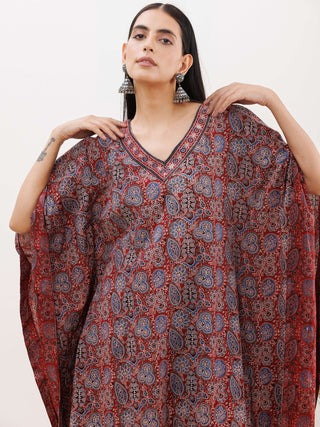 Sukoon Afia Ajrakh Kaftan Co-ord Set