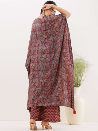 Sukoon Afia Ajrakh Kaftan Co-ord Set
