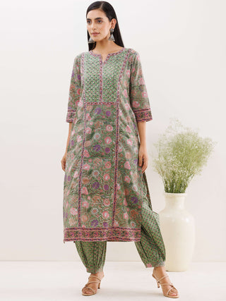 Rozana Aisha Set Of Kurta Salwar Pants Dupatta