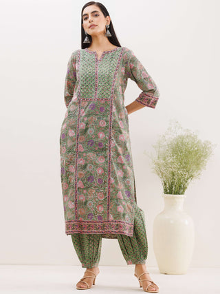 Rozana Aisha Set Of Kurta Salwar Pants Dupatta