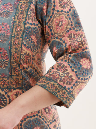 Hand Block Printed Cotton Fabric Per Meter - F001F2853