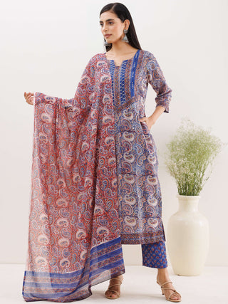 Rozana Nandini Set Of Kurta Pants Dupatta