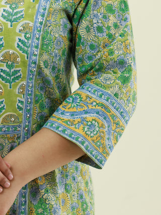 Hand Block Printed Cotton Fabric Per Meter - F001F2855