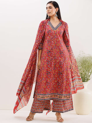 Rozana Tania Set Of Kurta Palazzo Dupatta