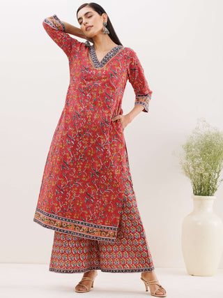 Rozana Tania Set Of Kurta Palazzo Dupatta