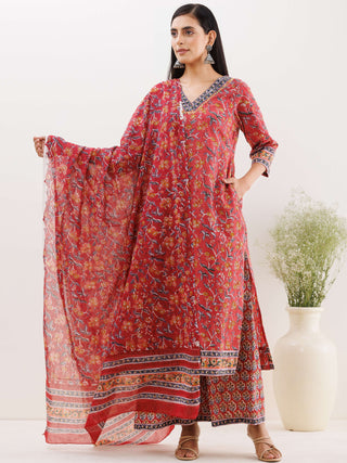Rozana Tania Set Of Kurta Palazzo Dupatta
