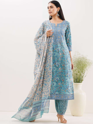 Rozana Manal Set Of Kurta Salwar Pants Dupatta