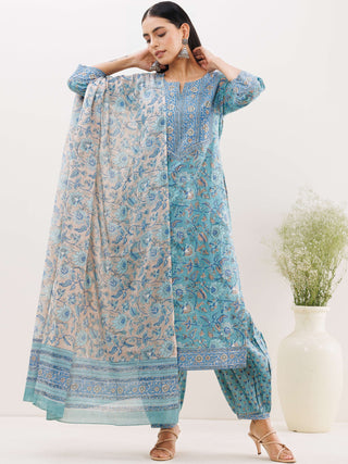 Rozana Manal Set Of Kurta Salwar Pants Dupatta