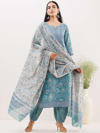 Rozana Manal Set Of Kurta Salwar Pants Dupatta