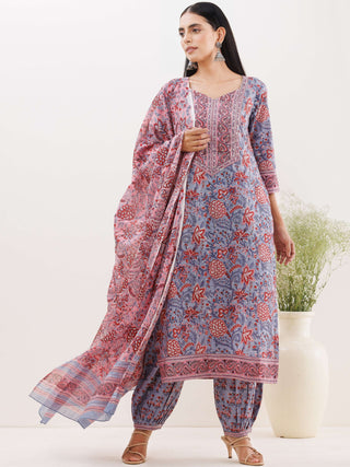 Rozana Nayab Set Of Kurta Salwar Pants Dupatta