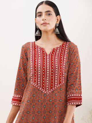 Ajrakh Meenal Kurta