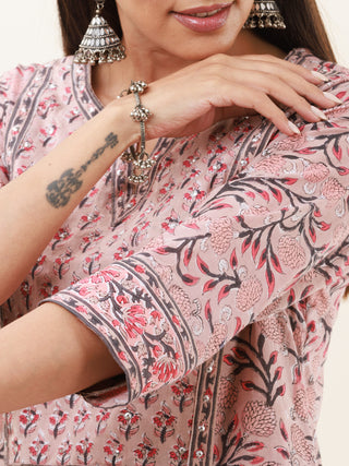 Hand Block Printed Cotton Fabric Per Meter - F001F2874