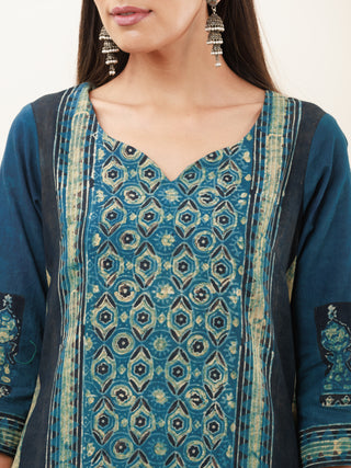 Hand Block Printed Cotton Fabric Per Meter - F001F2884