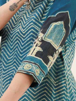 Ajrakh Roza Set Of Kurta Pants Dupatta