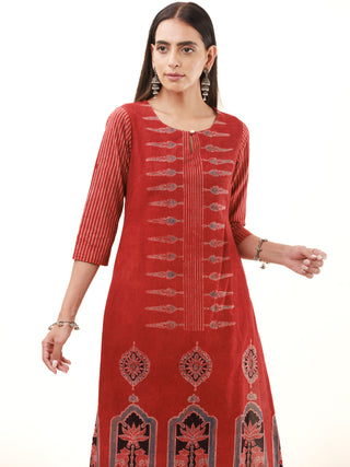 Hand Block Printed Cotton Fabric Per Meter - F001F2893
