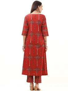 Ajrakh Rohini Set Of Kurta Pants Dupatta