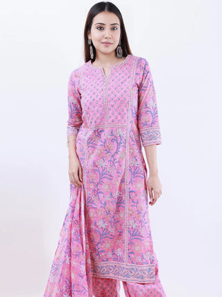 Roz Zoya Set Of Kurta Pants Dupatta