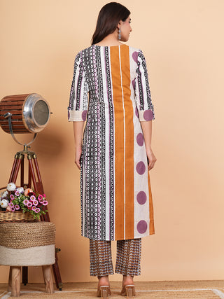 Roz Vaidya Set Of Kurta Pants Kota Doria Dupatta