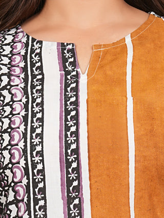 Hand Block Printed Cotton Fabric Per Meter - F001F2956