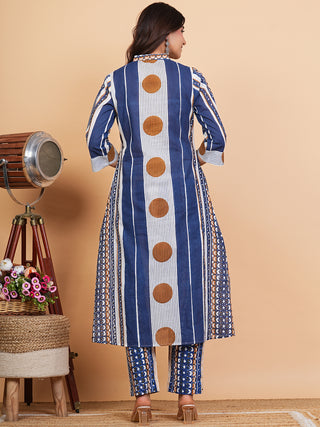 Roz Neha Set Of Straight Kurta Pants Dupatta