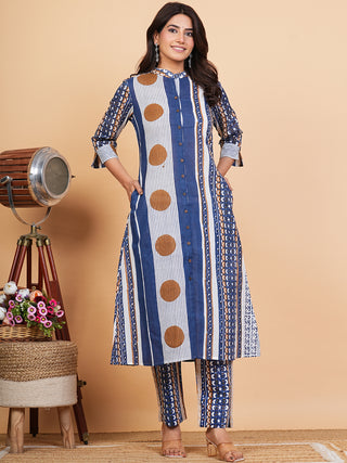 Roz Neha Set Of Straight Kurta Pants Dupatta