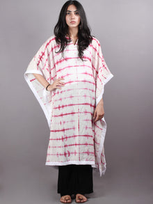 Pink White Hand Dyed in Natural Colors Kaftan With White Border - K1150F17