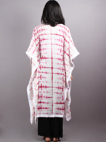 Pink White Hand Dyed in Natural Colors Kaftan With White Border - K1150F17