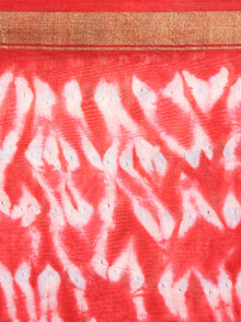 Indigo Red Chanderi Shibori Dyed in Natural Colors Dupatta with Bandani Touch- D0417049