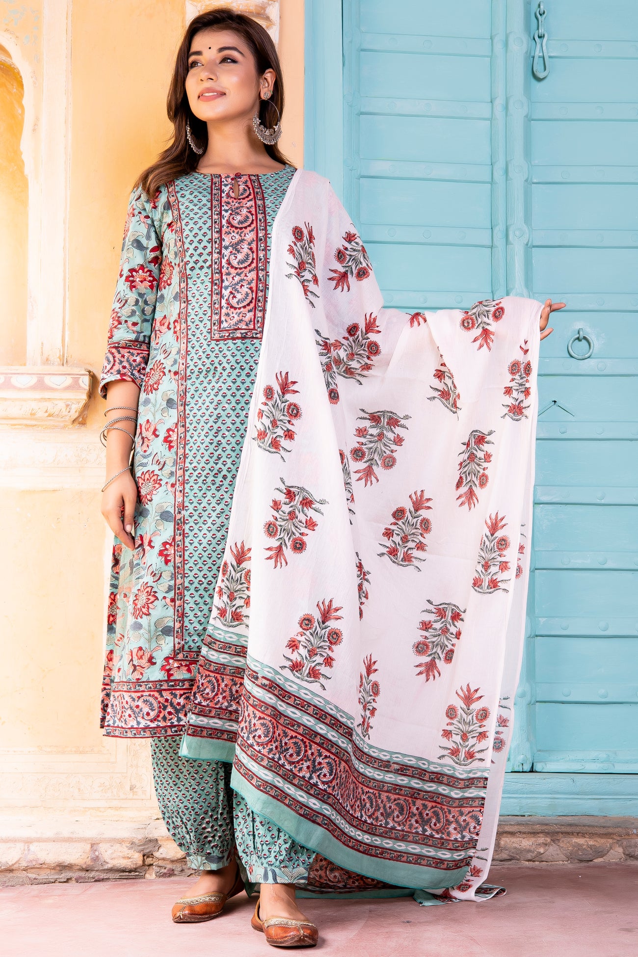 Jashn Faiza Set Of Kurta Salwar Pants Dupatta – InduBindu