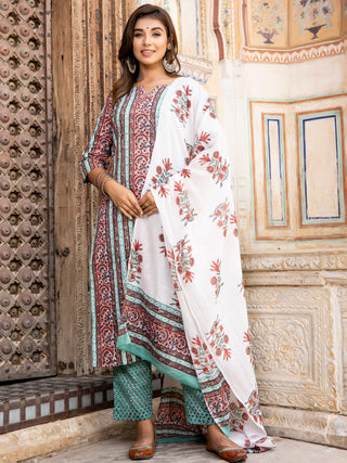 Jashn Gulshan Set Of Kurta Pants Dupatta