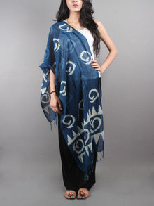 Indigo Bagru Hand Printed Handloom Cotton Stole- S6317001
