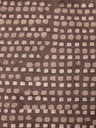Brown Beige Hand Block Printed Cotton Cambric Fabric Per Meter - F0916397