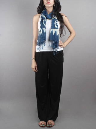 Indigo Bagru Hand Printed Handloom Cotton Stole- S6317001