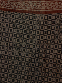 Beige Black Maroon Hand Block Printed Cotton Suit-Salwar Fabric With Chiffon Dupatta - S16281230