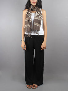 Brown Bagru Hand Printed Handloom Cotton Stole- S6317010